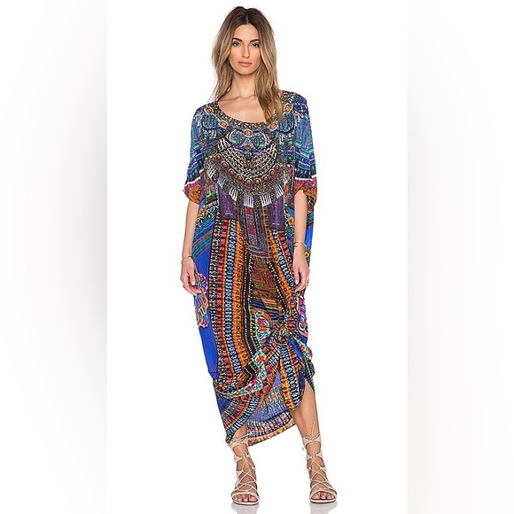 Camilla Dresses & Skirts - Camilla Crystal  Round Neck Kaftan Maxi Dress in Ancient Paj Ndau